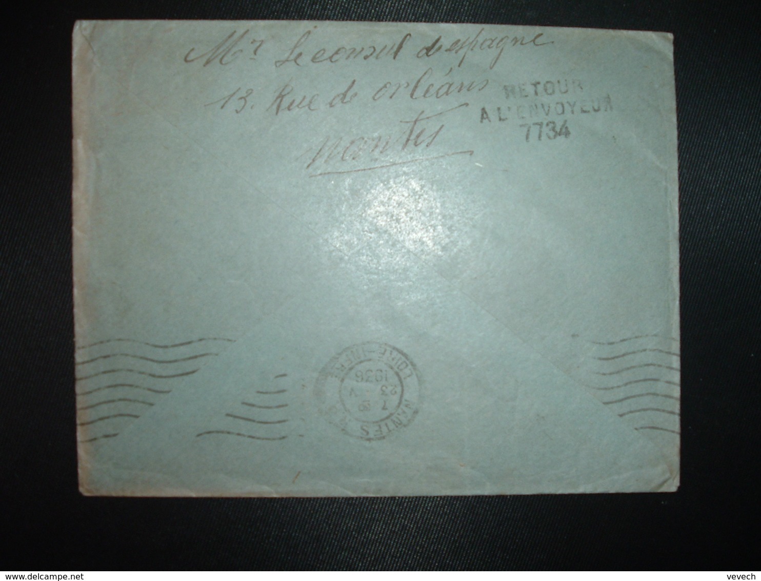 LETTRE TP SEMEUSE 15c OBL.MEC.19 V 1936 NANTES GARE (44) CONSULADO DE ESPANA + RETOUR 7734 (PLEHEREL COTES DU NORD 22) - 1921-1960: Période Moderne