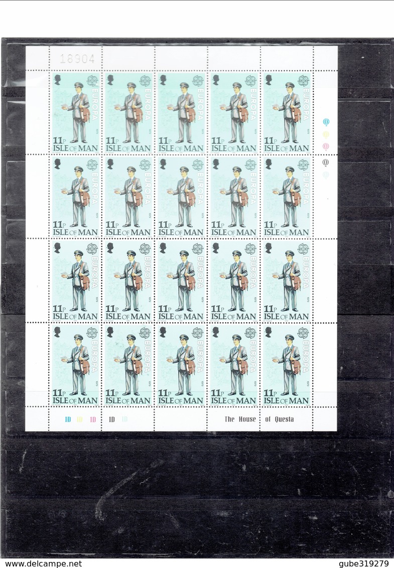 ISLE OF MAN 1979 - EUROPA SERIE - MAILMEN - FULL SHEETS OF 20 STAMPS EACH OF 6 AND 11 P- PERFECTS MINT MICHEL 142-143 RE - Isle Of Man