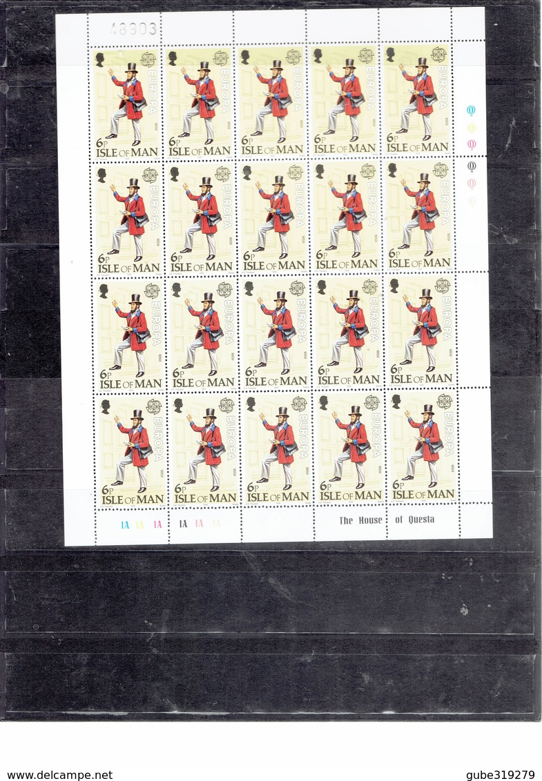 ISLE OF MAN 1979 - EUROPA SERIE - MAILMEN - FULL SHEETS OF 20 STAMPS EACH OF 6 AND 11 P- PERFECTS MINT MICHEL 142-143 RE - Isle Of Man