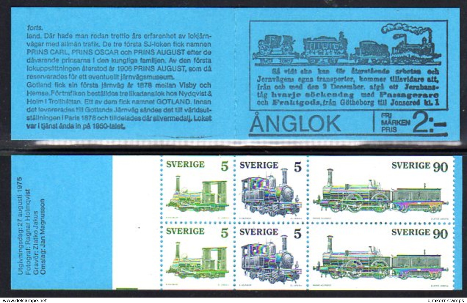 SWEDEN 1975 Steam Locomotives Booklet  MNH / **. Michel MH52 - 1951-80