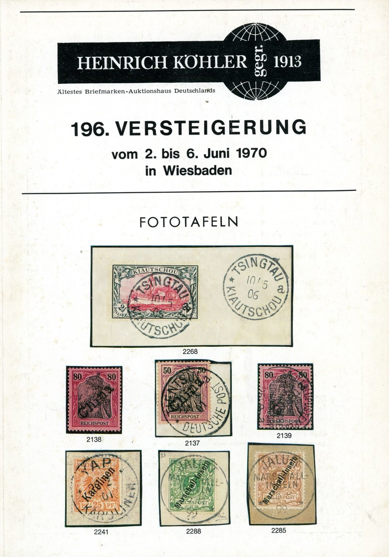 196. Köhler Briefmarken Auktion 1970 - Bildtafeln - Auktionskataloge