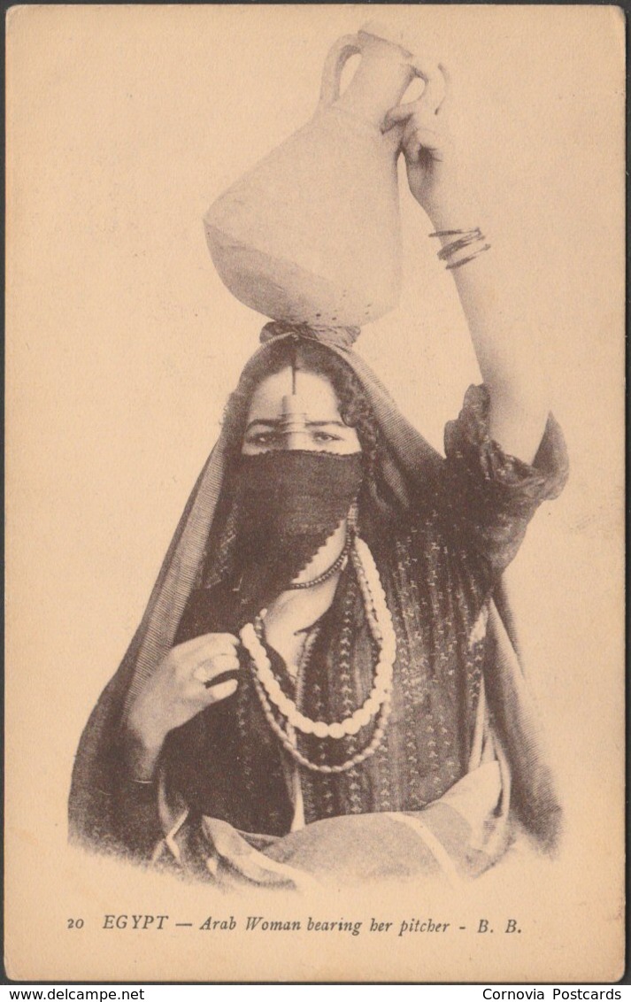 Arab Woman Bearing Her Pitcher, Egypt, C.1910 - BB Postcard - Persons