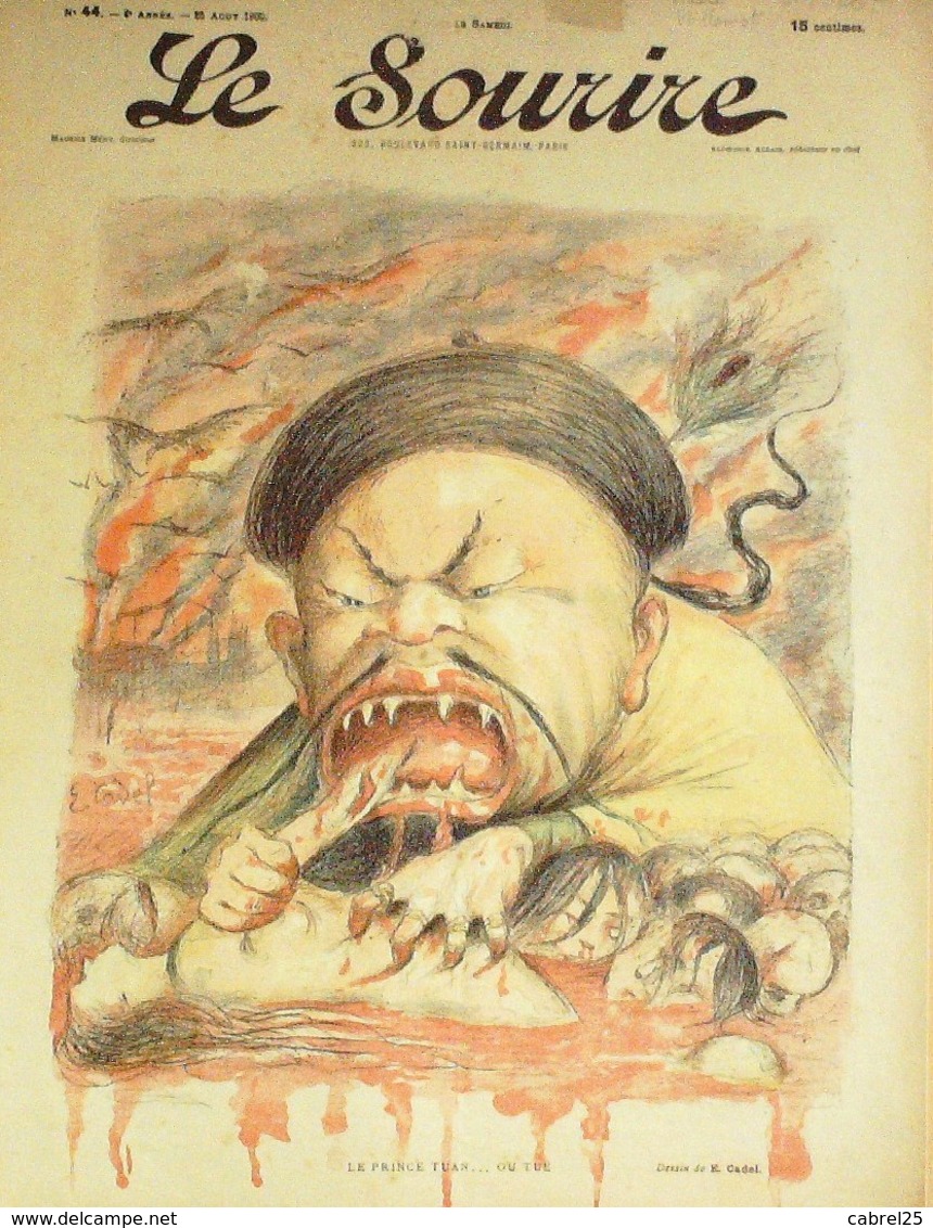 LE SOURIRE-1900-044-Journal Humoristique-CHINE PRINCE TUAN-CADEL-MALHERBE-HUARD-VILLEMOT-BURRET - 1900 - 1949