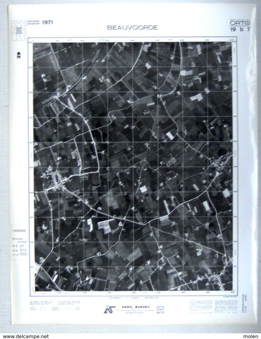 GROTE LUCHT-FOTO BEAUVOORDE HOUTEM IZENBERGE WULVERINGEM VINKEM 63x48cm KAART ORTO PLAN 1/10.000 In 1971 AERIENNE R291 - Veurne