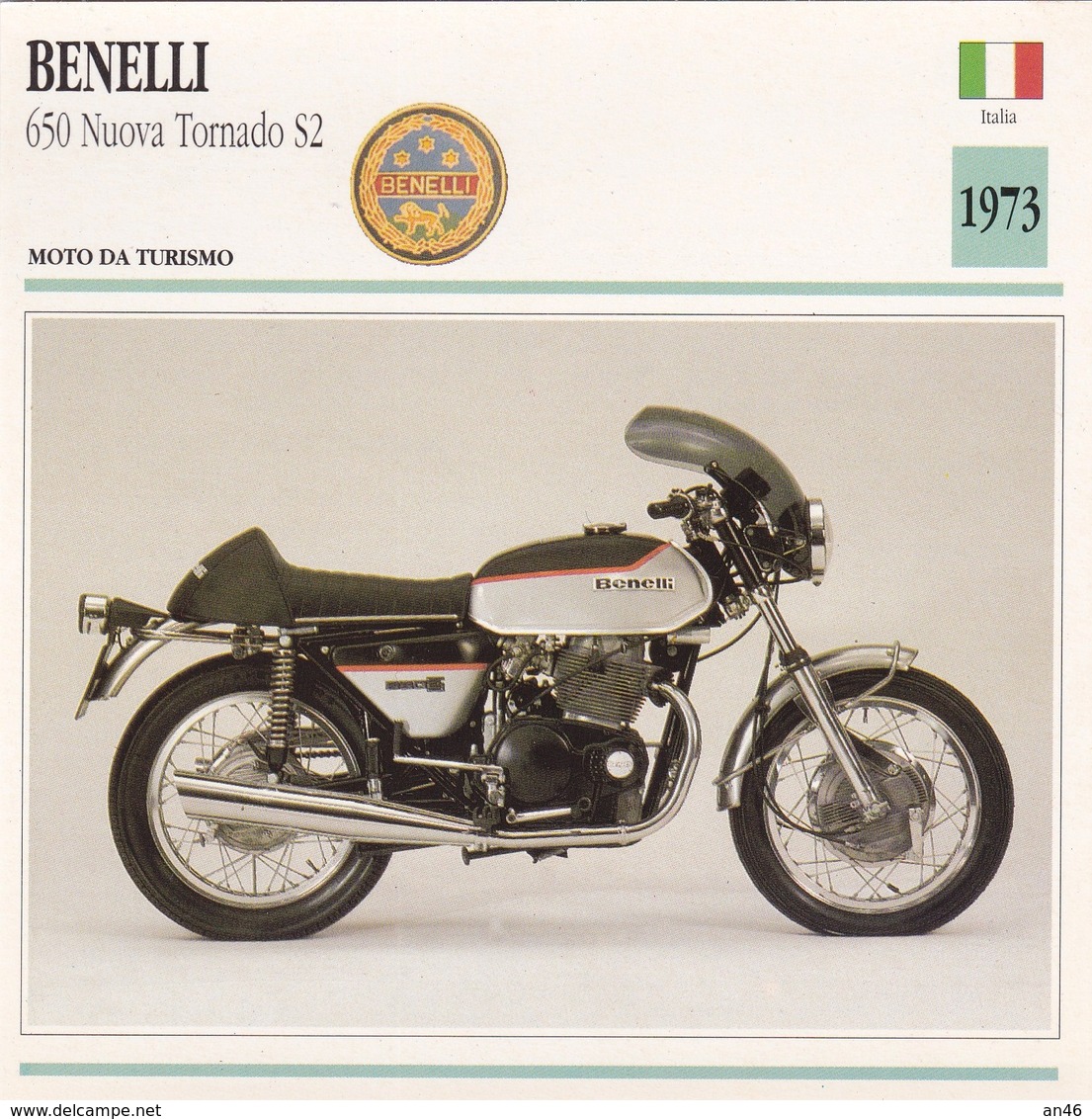 MOTO DA TURISMO BENELLI 650 NUOVA TORNADO S2 ITALIA 1973 DESCRIZIONE COMPLETA SUL RETRO AUTENTICA 100% - Werbung