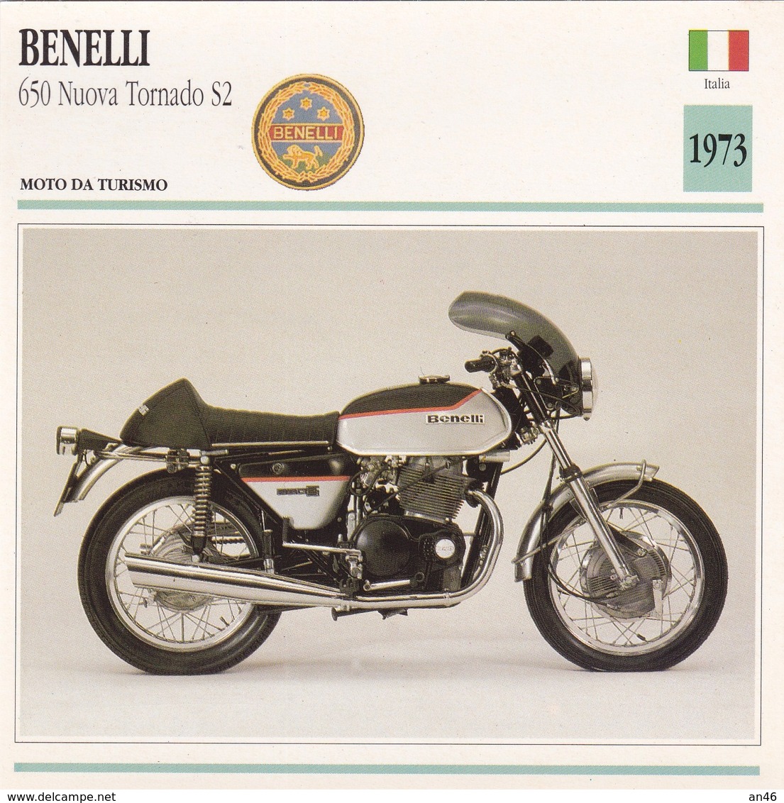 MOTO DA TURISMO BENELLI 650 NUOVA TORNADO S2 ITALIA 1973 DESCRIZIONE COMPLETA SUL RETRO AUTENTICA 100% - Pubblicitari