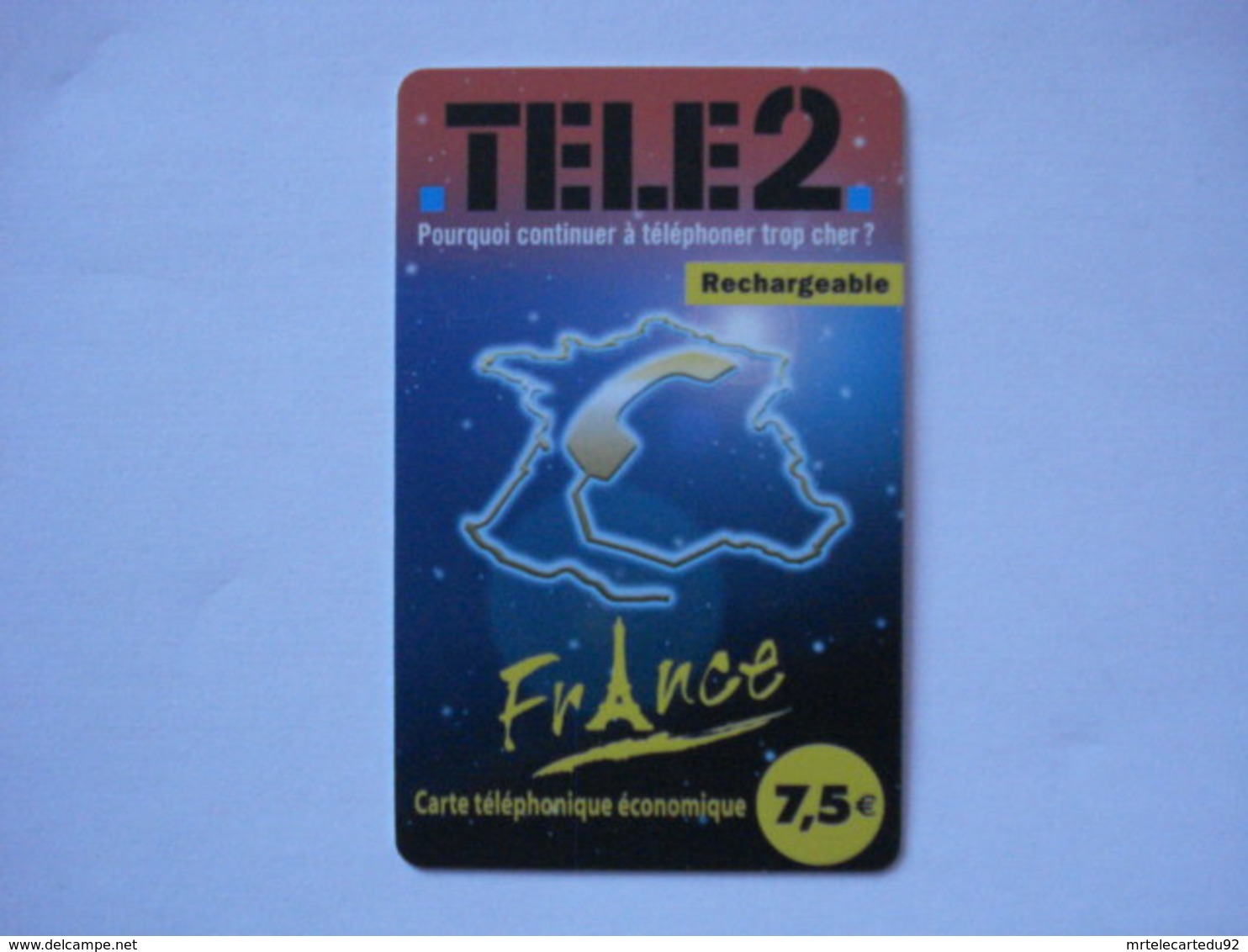 Carte Prépayée Française  " TELE 2 " (utilisée). - Cellphone Cards (refills)