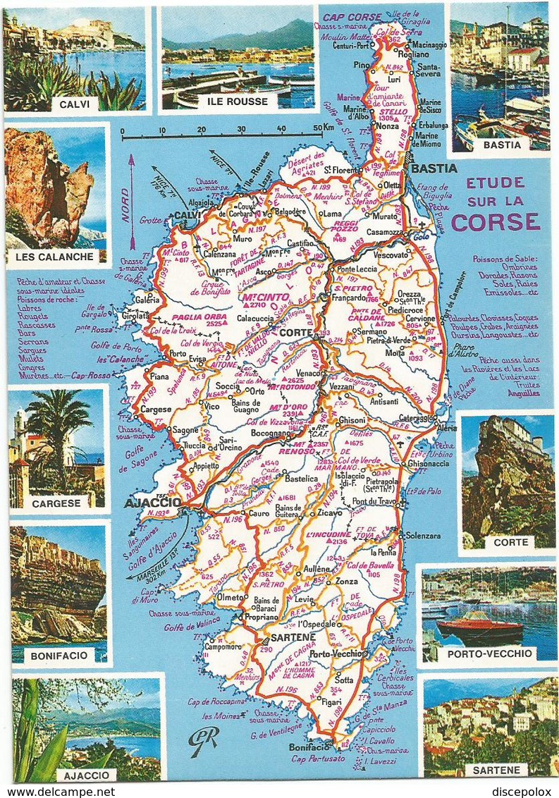 W3512 Corse - Carta Geografica Map Carte Geographique / Non Viaggiata - Carte Geografiche