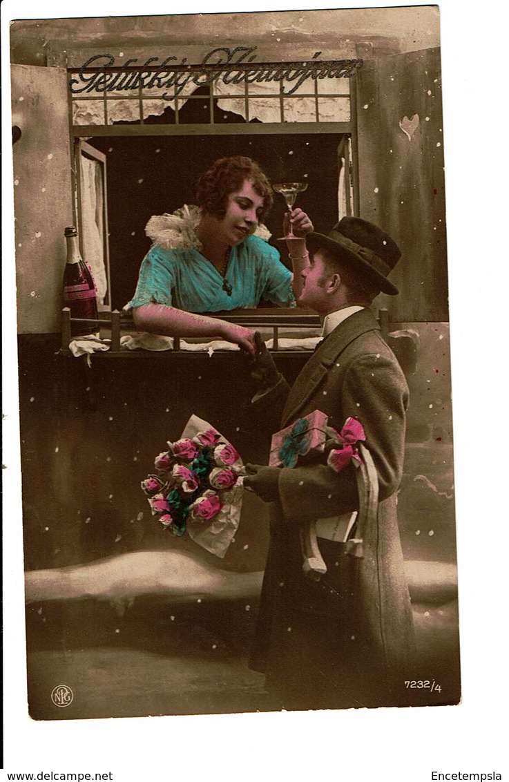 CPA - Carte Postale -Pays Bas- Couple Se Parlant Au Travers D'une Fenêtre-1924- VM3889 - Koppels