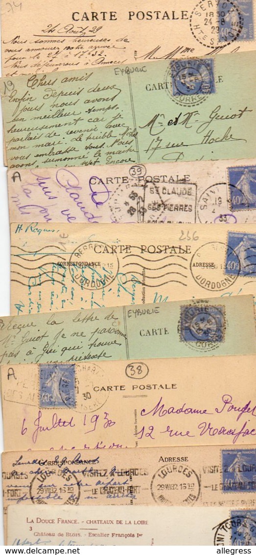 FRANCE..TIMBRE TYPE SEMEUSE CAMEE...40c OUTREMER.......LOT DE 48 SUR CPA....VOIR SCAN......LOT 6 - 1906-38 Semeuse Camée