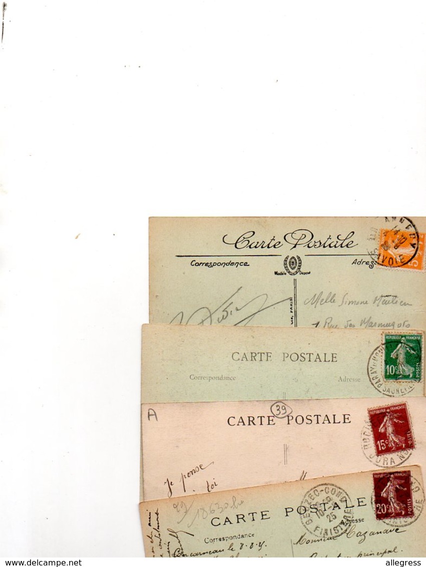 FRANCE..TIMBRE TYPE SEMEUSE CAMEE...VOIR DETAIL.....LOT DE 48 SUR CPA....VOIR SCAN......LOT 7 - 1906-38 Semeuse Camée