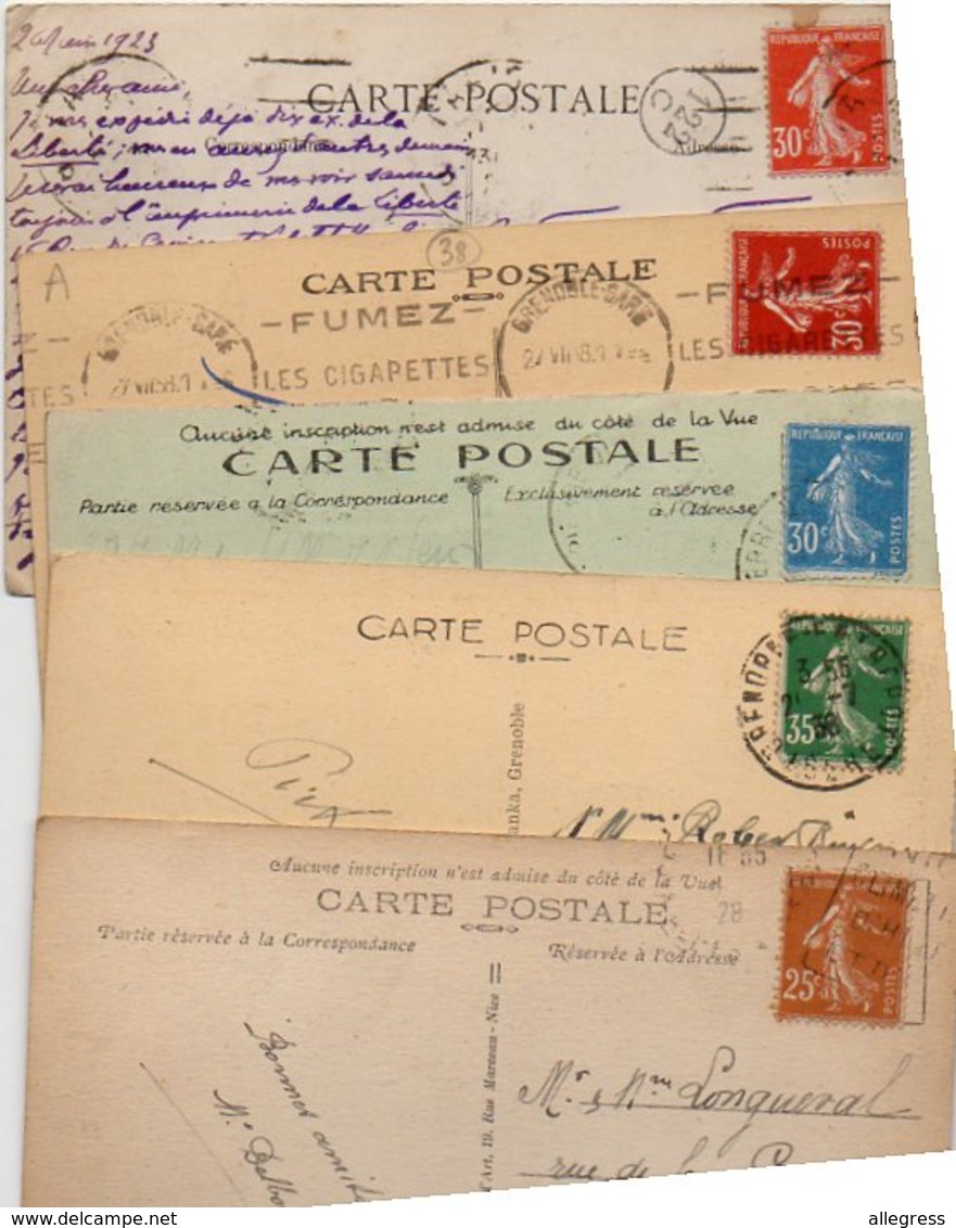 FRANCE..TIMBRE TYPE SEMEUSE CAMEE...VOIR DETAIL.....LOT DE 48 SUR CPA....VOIR SCAN......LOT 9 - 1906-38 Semeuse Camée