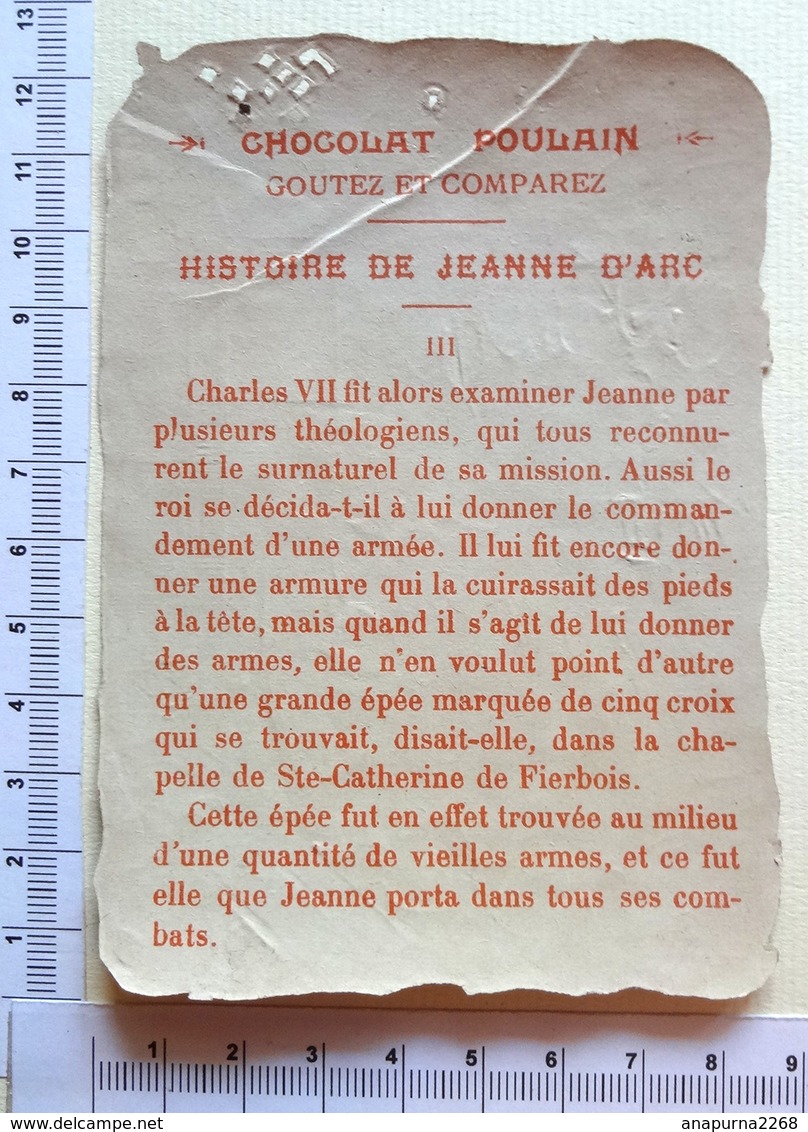 CHROMO..BORDS DÉCOUPÉS........CHOCOLAT .POULAIN........JEANNE D'ARC N° 3 - Poulain