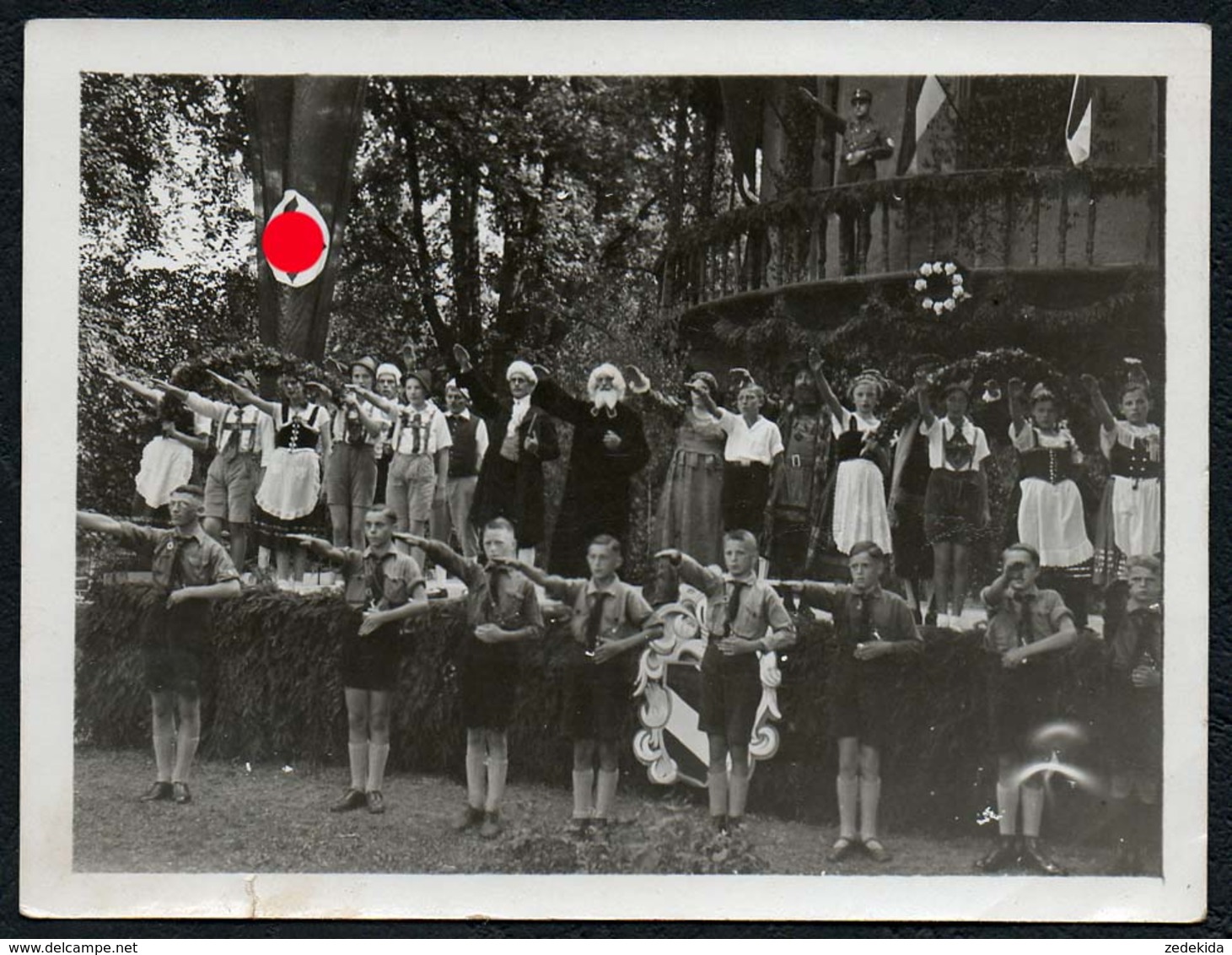 C6732 - Foto Burgfest - Rochsburg Lunzenau - Pimpf HJ Banner Flagge - Weltkrieg 1939-45