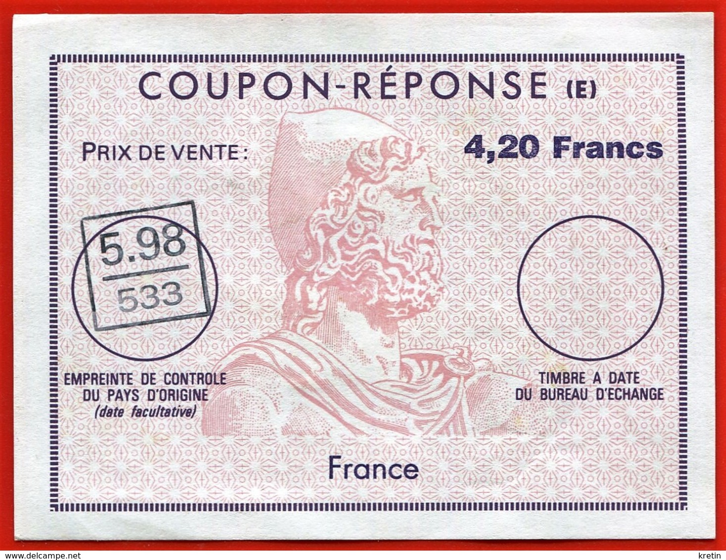 Provenance Ile REUNION - Lot De 3 Coupons Réponse (E) - FRANCE  5.98  / 533  (Im 53-2-3-4) - Other & Unclassified