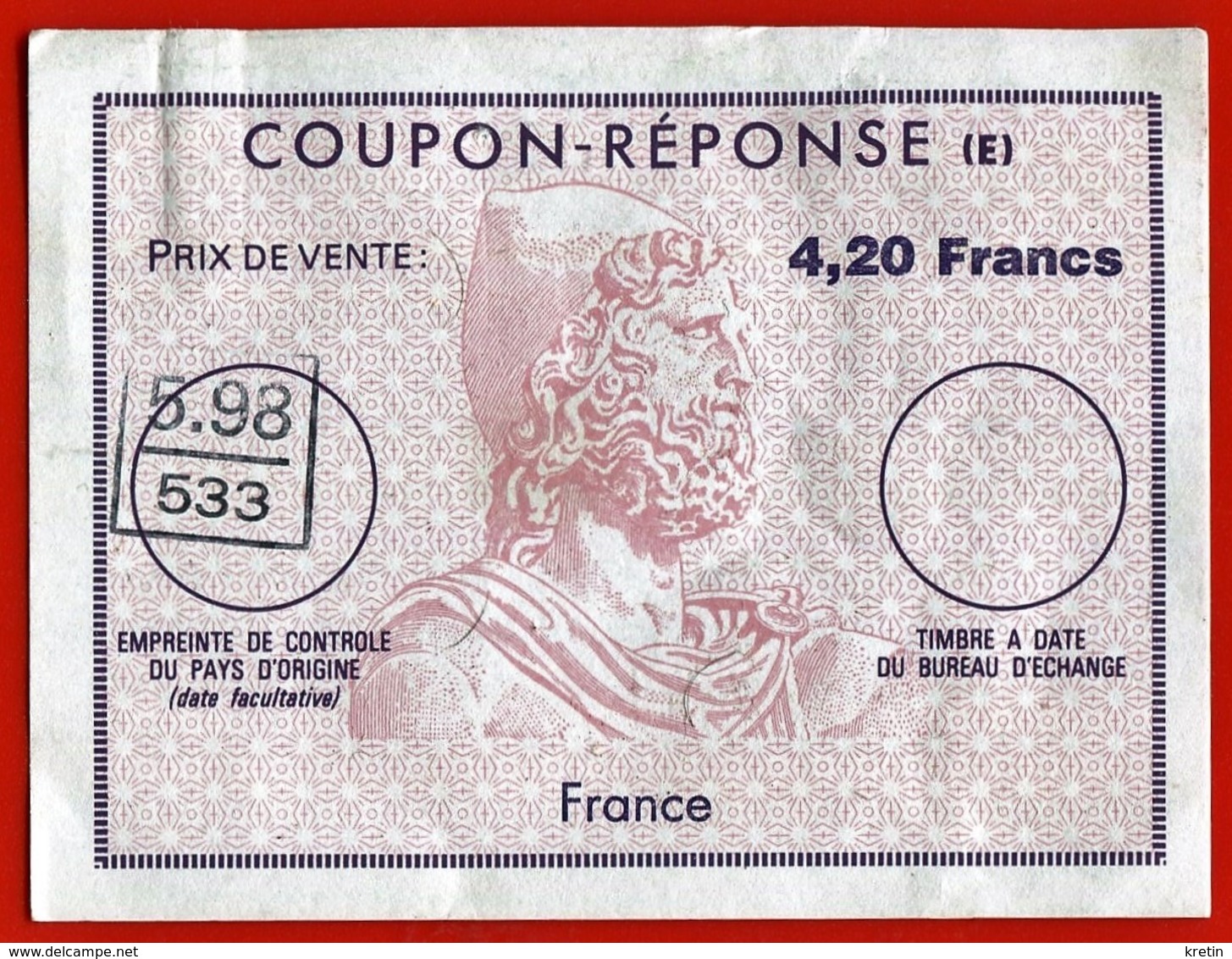 Provenance Ile REUNION - Lot De 3 Coupons Réponse (E) - FRANCE  5.98  / 533  (Im 53-2-3-4) - Autres & Non Classés