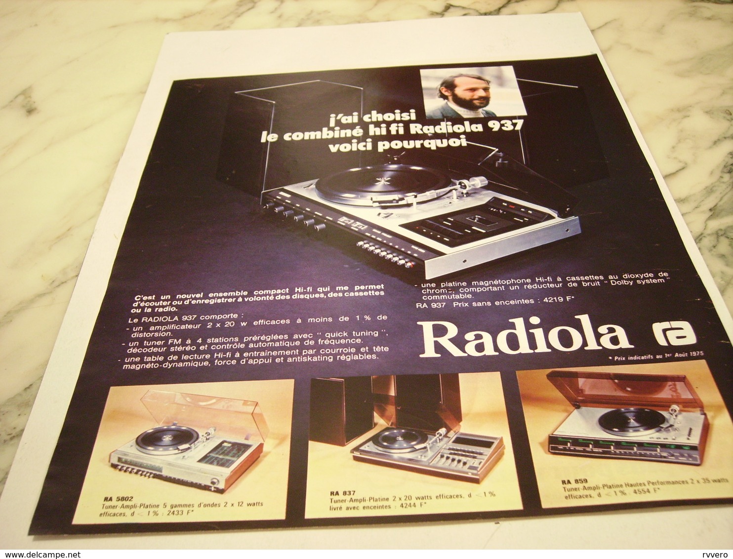 ANCIENNE   PUBLICITE COMBINE HI FI  RADIOLA  1975 - Posters