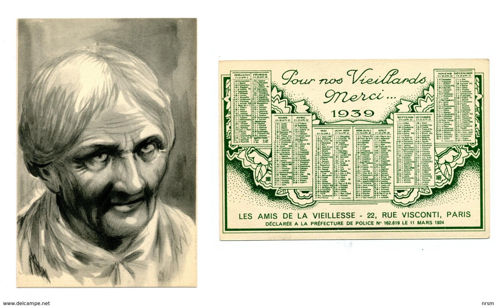 Calendrier 1939 - Merci Pour Nos Vieillards - Klein Formaat: 1921-40