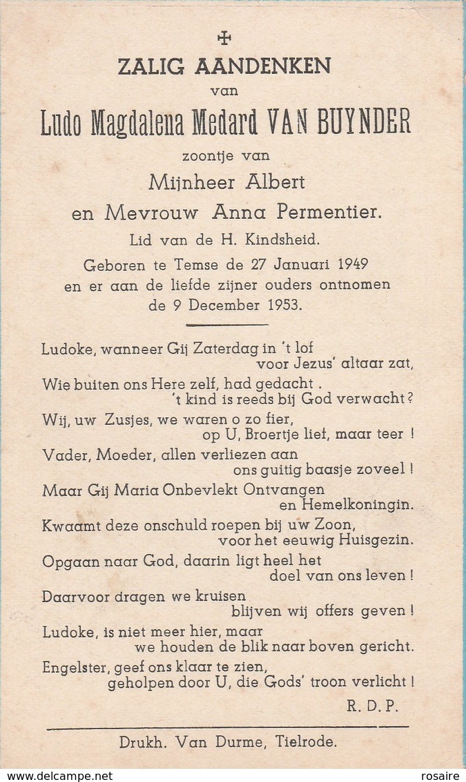 Ludo Magdalena Medard Van Buynder-temse 1949-1953 - Images Religieuses