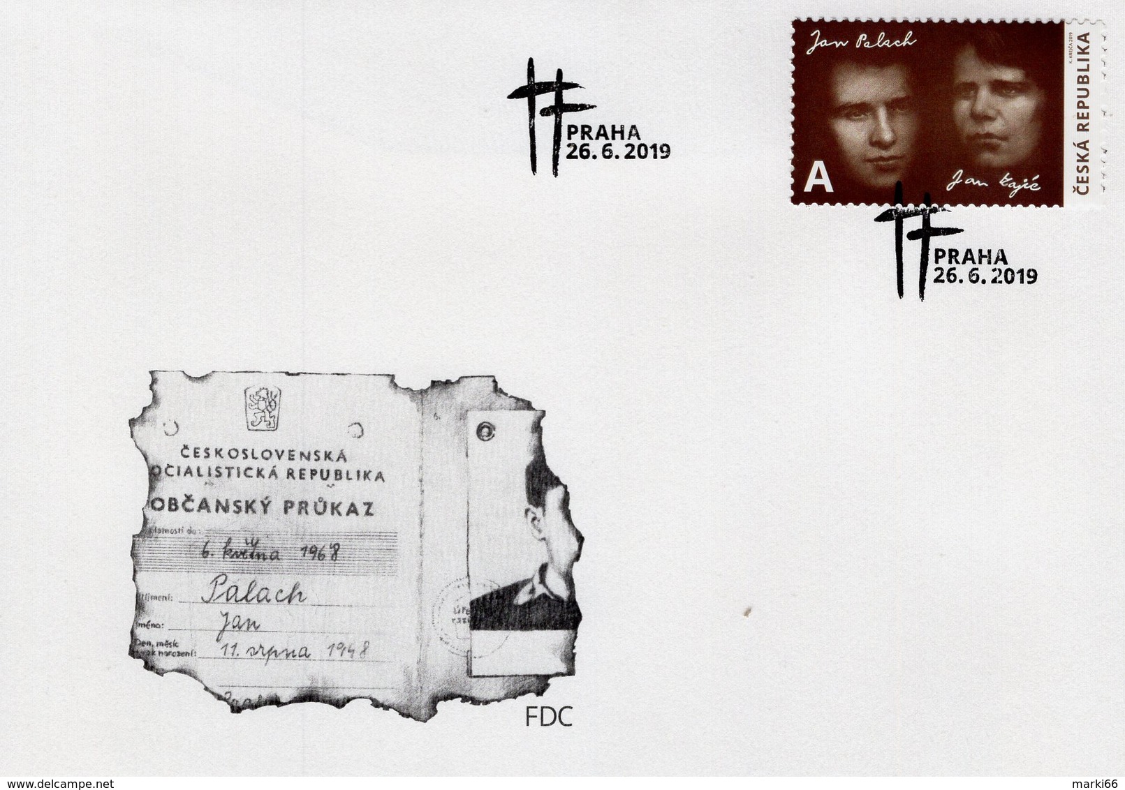 Czech Republic - 2019 - Jan Palach And Jan Zajic, Czech National Heroes - FDC (first Day Cover) - FDC