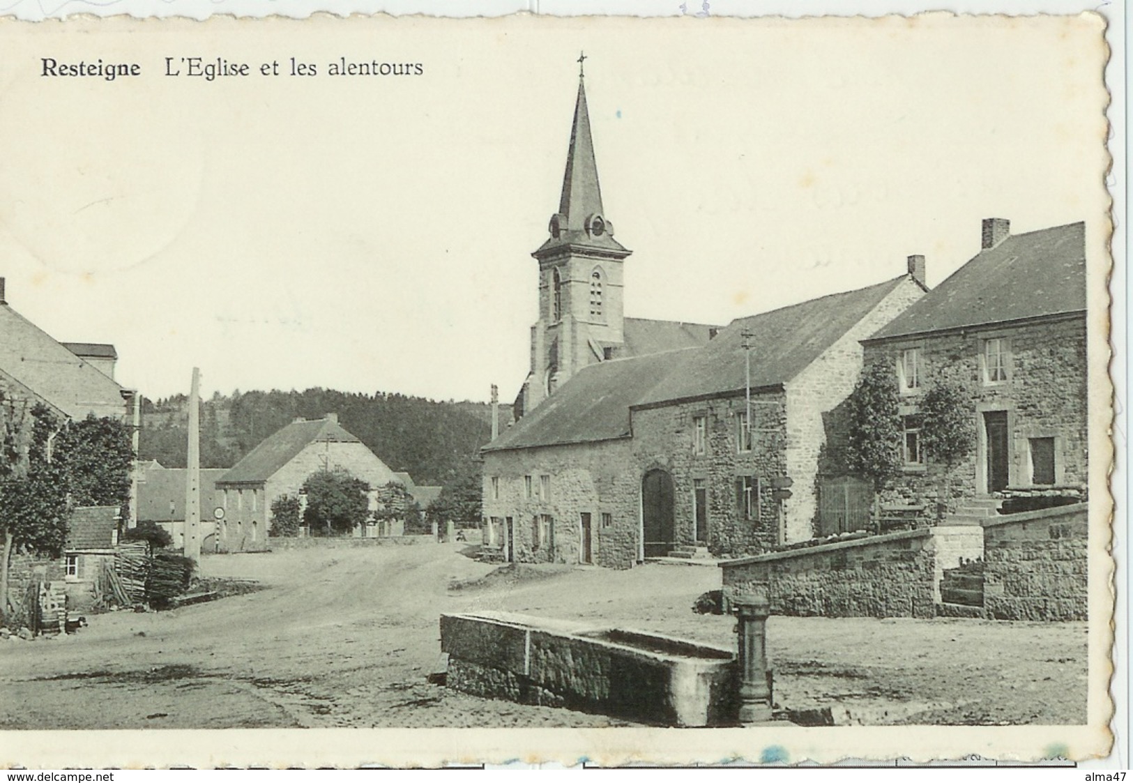 Resteigne - Eglise Et Alentours, Abreuvoir - Circulé - Editions Arduenna Pour Madame Martin - Photo Clém. Dessart 529 - Tellin