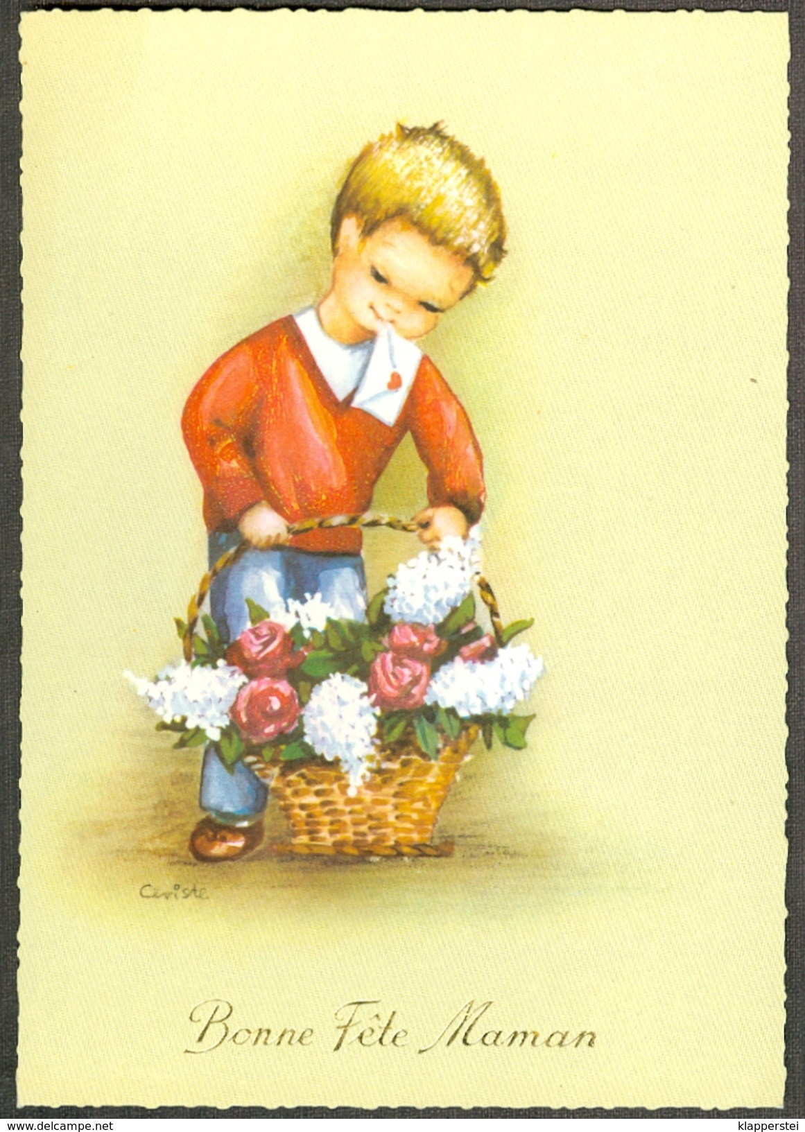 Lot De 8 Cartes Fantaisie Enfant Bonne Fête Maman Signée Christl Genre Hummel - Fête Des Mères