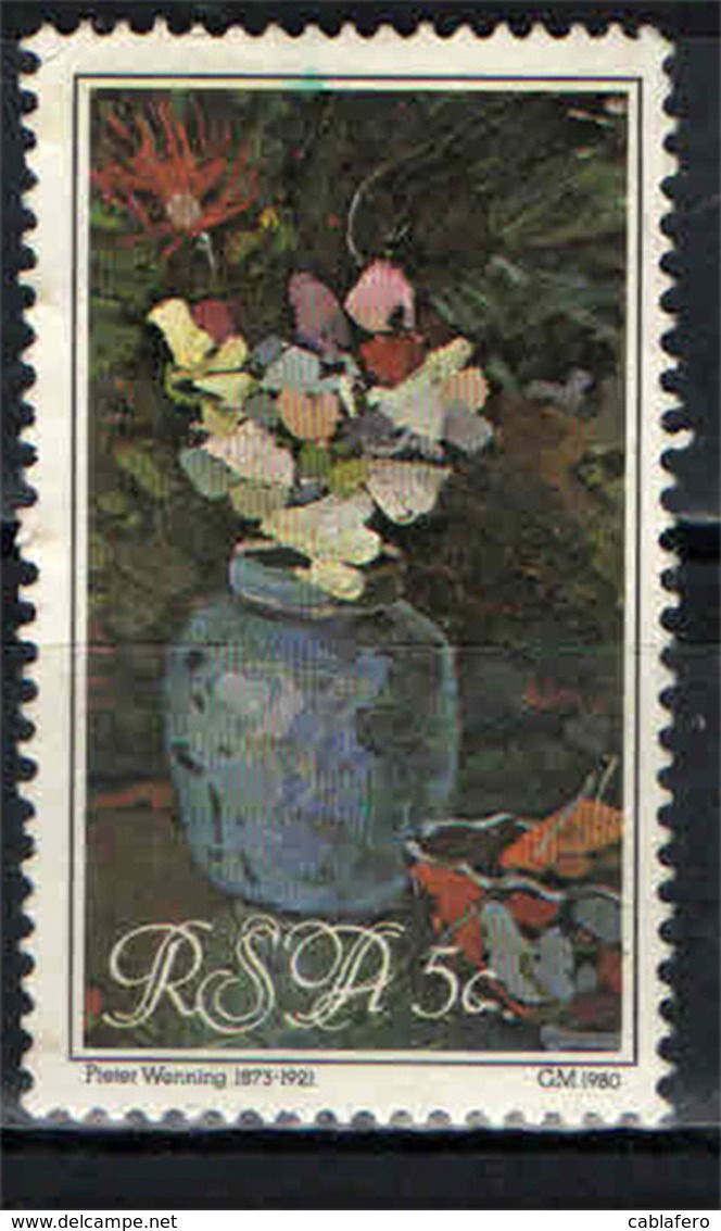 SUD AFRICA - 1980 - STILL LIFE WITH SWEET PEAS - DIPINTO DI PIETER WENNING - USATO - Usati