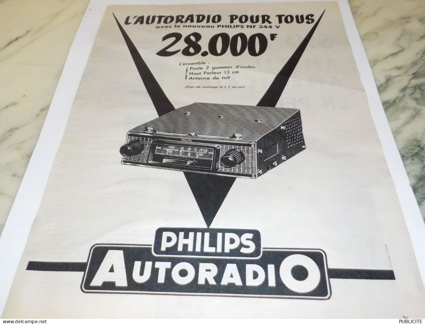 ANCIENNE PUBLICITE AUTORADIO  PHILIPS 1955 - Sonstige & Ohne Zuordnung