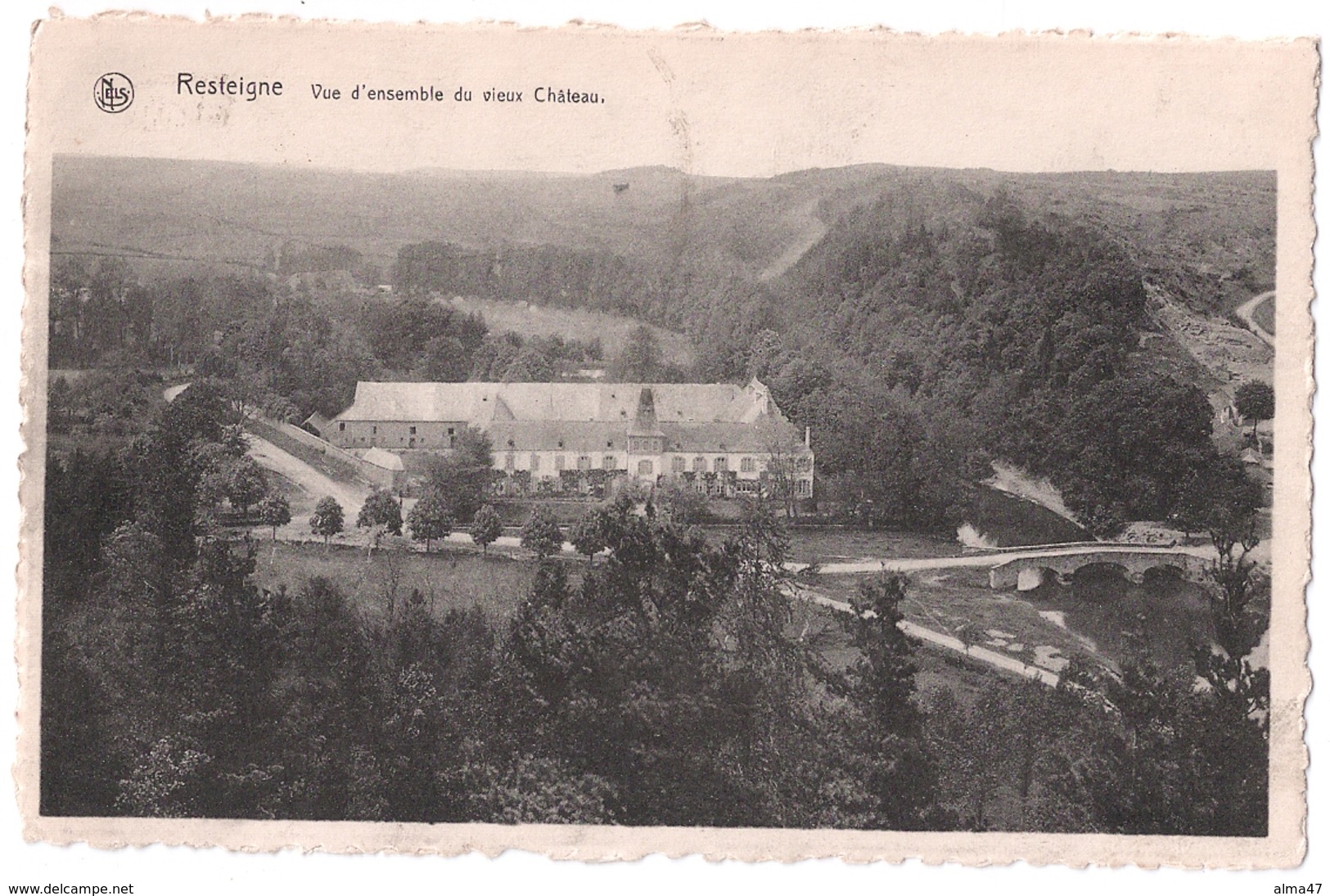 Resteigne - Vue Ensemble Vieux Château Et Pont - Circulé 1947 - Edit. Vve Daury - Thitaux, Hôtel De La Lesse - Tellin