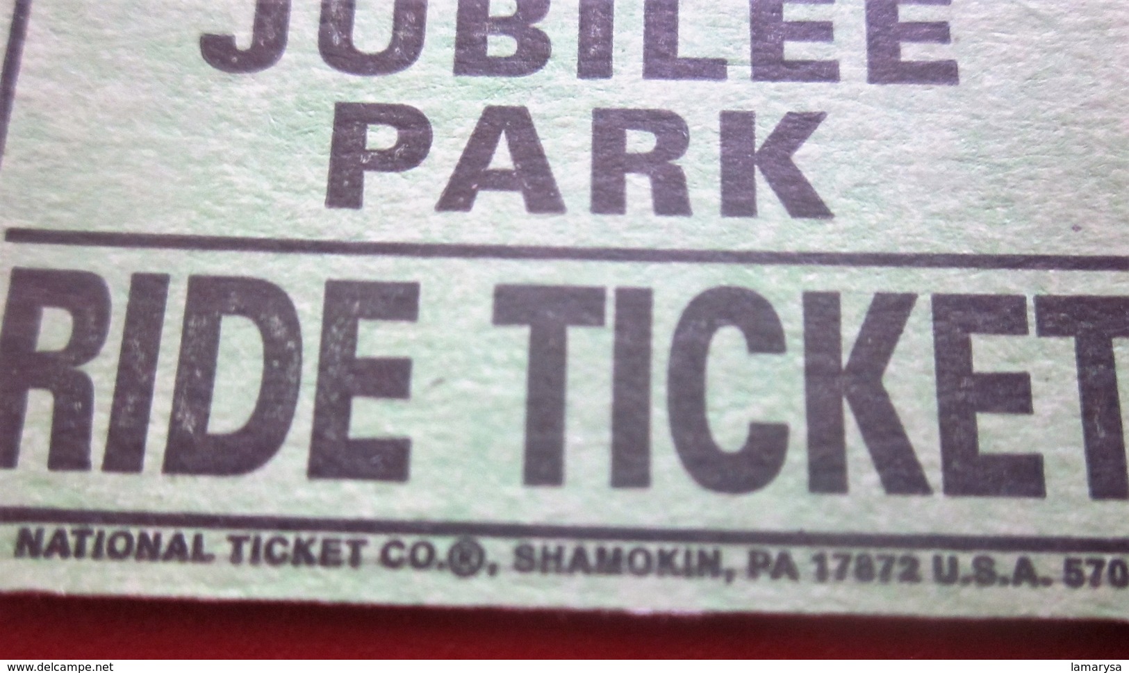 JUBILEE PARK SHAMOKIN Shamokin PA CHRISTIANI AMUSEMENTS RIDE COUPON  Ticket Single  Billet Ticket PENSILVANIE USA - Tickets - Vouchers