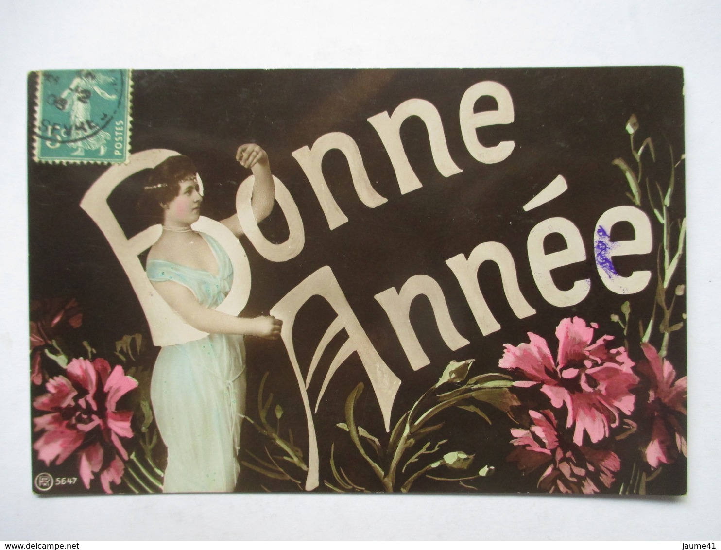 BONNE   ANNEE   -   FEMME   ET FLEURS               TTB - Nouvel An
