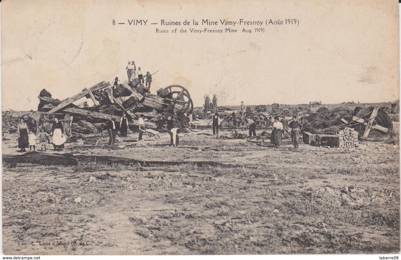 VIMY -(62)- 2 C.P: N°8 RUINES DE LA MINE VIMY-FRESNOY (AOUT 1919) + N° 2 LE MEMORIAL CANADIEN. - Autres & Non Classés