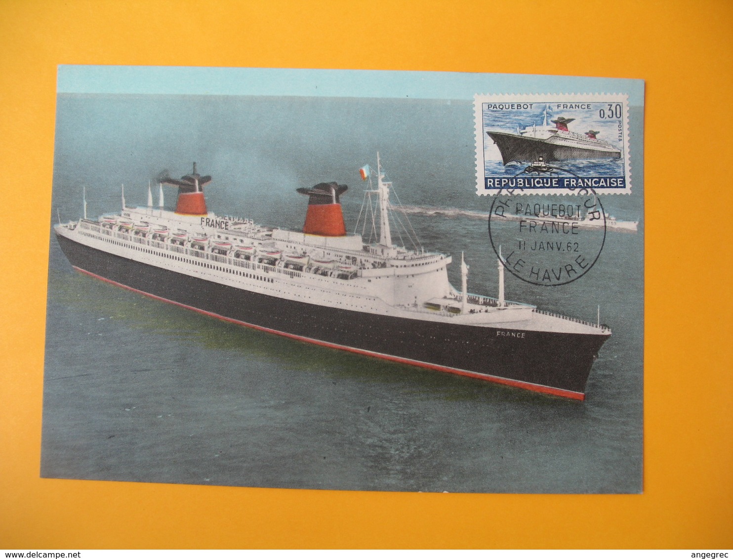 Carte-Maximum 1962 N° 1325 Cachet Premier Jour Premier Voyage Du Paquebot France Voyage Inaugural Le Havre - 1960-1969