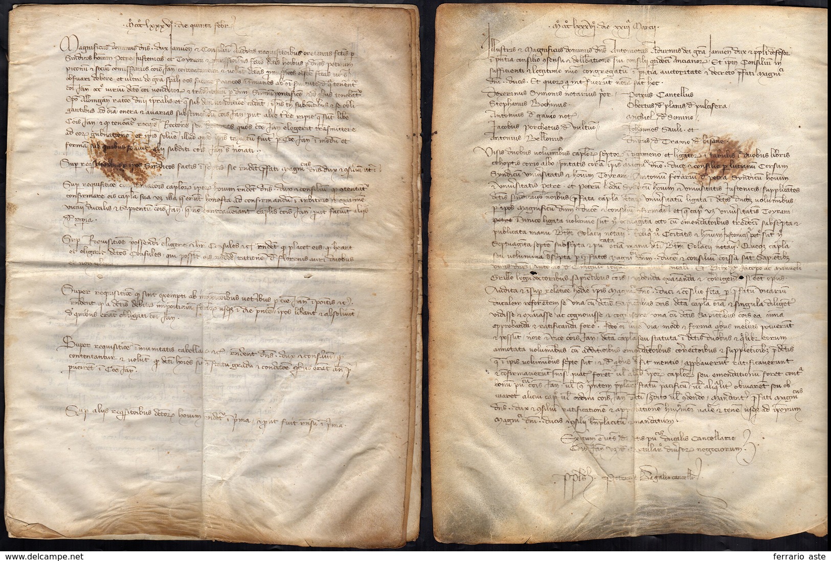 1386/87 - Ternione Pergamenaceo, Composto Da Tre Bifoli Completi Relativi Alle Comunità Di Pietra, G... - Other & Unclassified