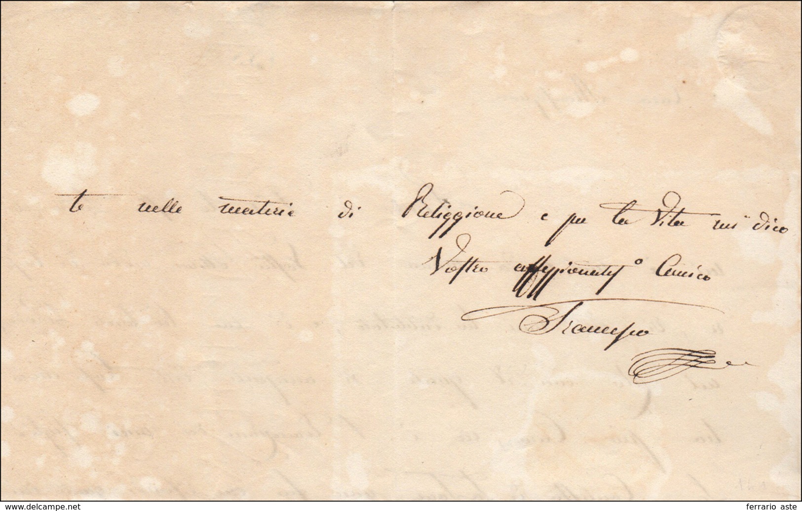 1820 - FRANCESCO I DI BORBONE - Lettera Autografa Di Francesco I Di Borbone, Re Delle Due Sicilie. R... - Autres & Non Classés