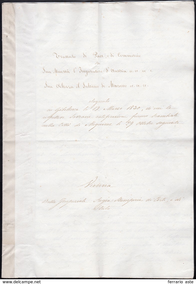 1830 - Trascrizione E Traduzione In Italiano Del Trattato Di Pace E Di Commercio Tra L'Imperatore D'... - Other & Unclassified