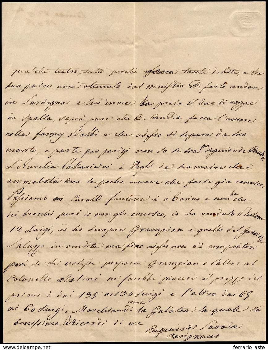 1836 - EUGENIO DI SAVOIA CARIGNANO - Lettera Autografo Di Due Pagine Di Eugenio Di Savoia Carignano,... - Otros & Sin Clasificación