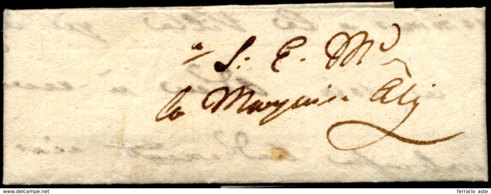 1500 Ca. - Splendida Minilettera 7,5 X 2,7 Cm., Indirizzata Alla Marchesa Aly. Per Amatore, Delizios... - 1. ...-1850 Prephilately