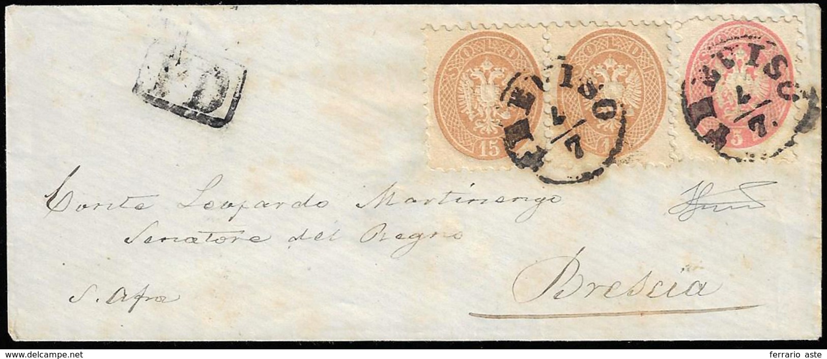 1866 - 15 Soldi Bruno, Due Esemplari, Perfetti, 5 Soldi Rosa, Un Angolo Arrotondato, Tutti Dent. 9 1... - Lombardo-Vénétie