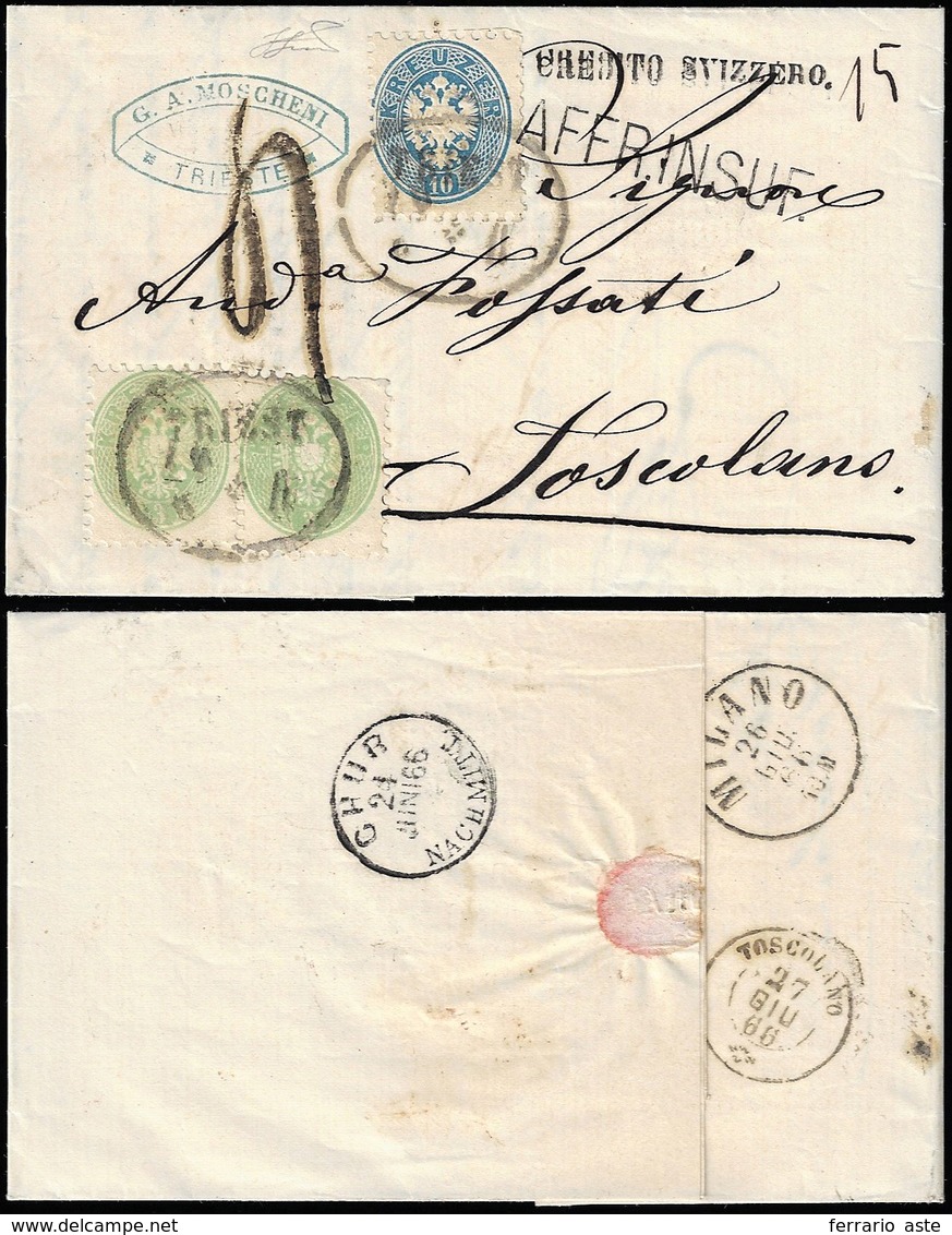 1866 - 3 Kr. Verde, Due Esemplari, Uno Leggermente Difettoso, 10 Kr. Azzurro, Perfetto, Tutti Dent. ... - Lombardo-Vénétie