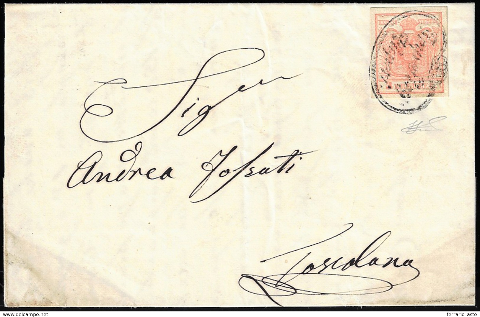 IMP. REG. VAPORI, Punti 8 - 3 Kr. Vermiglio (Austria 3/I), Perfetto, Su Lettera Da Riva 21/5/1857 A ... - Lombardo-Vénétie