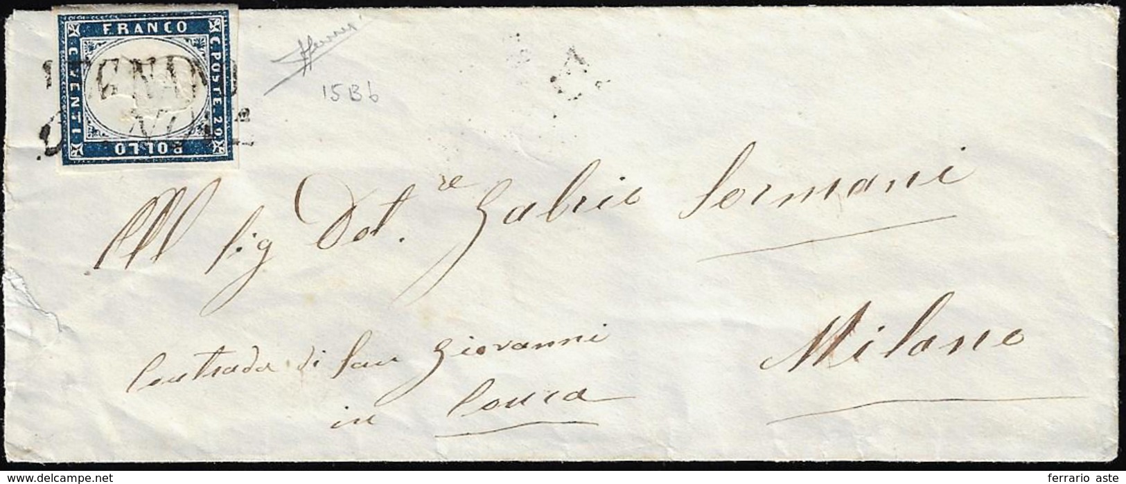 LEGNANO, SD Punti 11 - 20 Cent. (Sardegna 15Bb), Perfetto, Su Busta Del 6/11/1859 Per Milano. Cert. ... - Lombardo-Vénétie