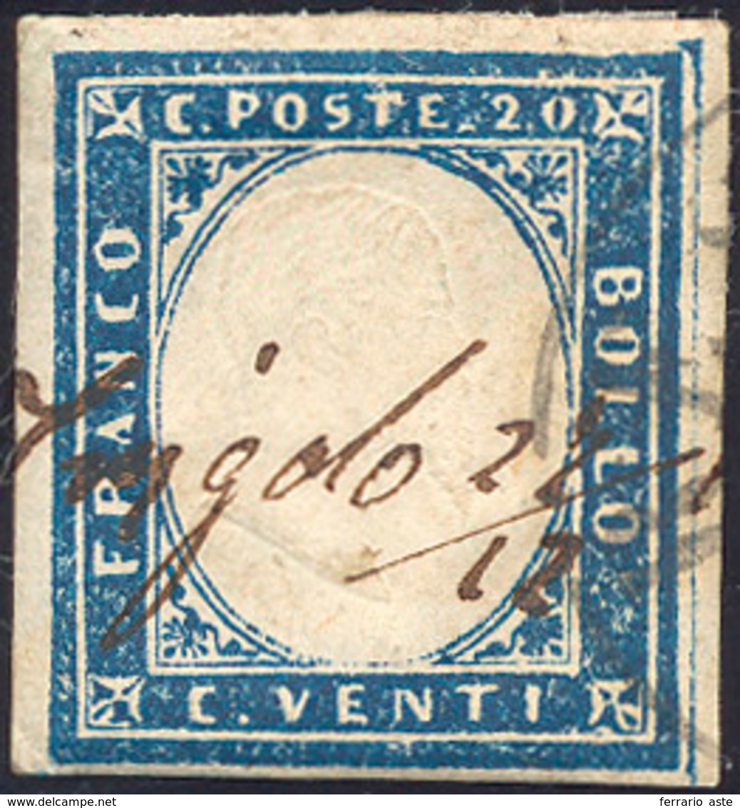 TRIGOLO, Grafico Provvisorio, Punti R2 - 20 Cent. Azzurro Scuro (15C), Perfetto, Usato 27/12/1860, P... - Lombardo-Vénétie