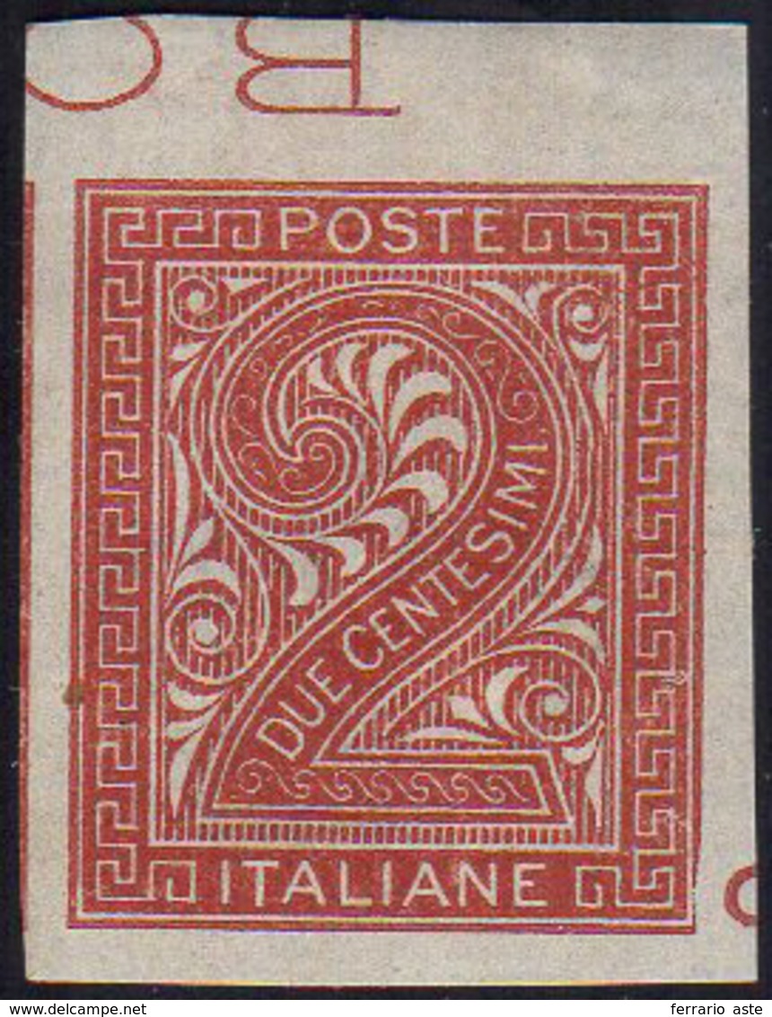1863 - 2 Cent. De La Rue, Tiratura Di Torino, Non Dentellato (T15d), Gomma Originale, Perfetto. Bell... - Autres & Non Classés
