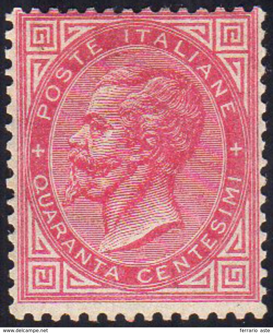 1863 - 40 Cent. Rosso Carminio De La Rue, Tiratura Di Torino (T20), Discreta Centratura, Gomma Integ... - Autres & Non Classés