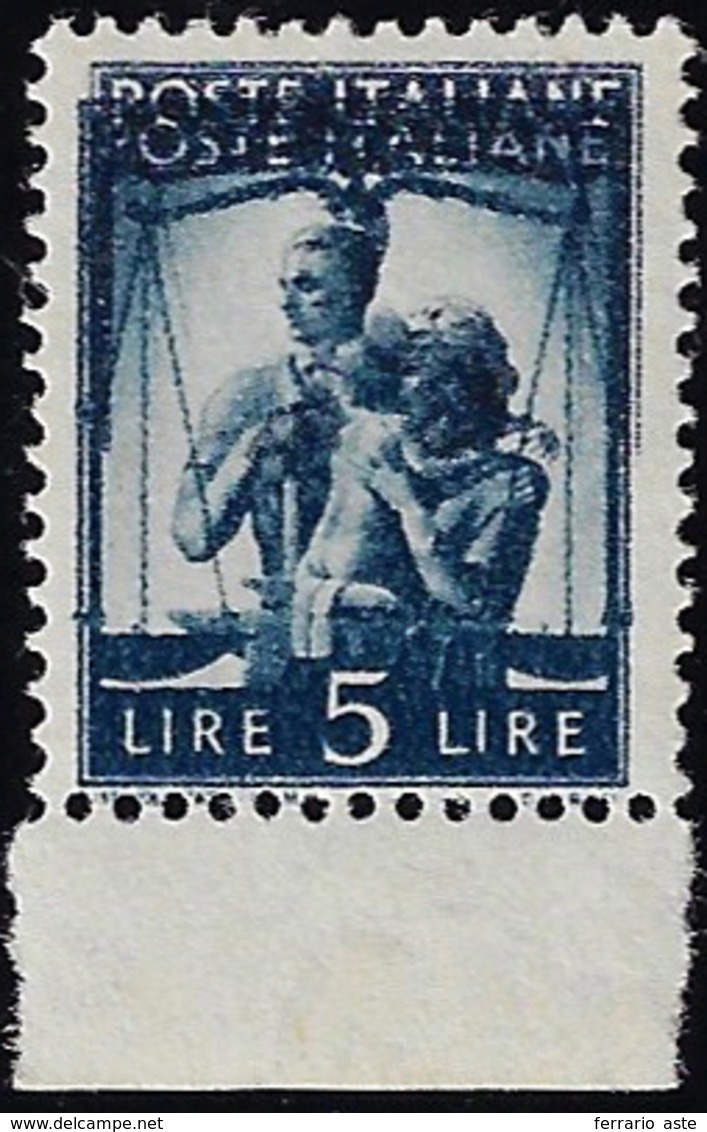 1946 - 5 Lire Democratica, Doppia Stampa (555f), Gomma Originale, Perfetto. Ferrario.... - Autres & Non Classés