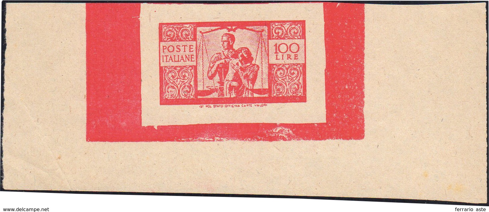 1951 - 100 Lire Democratica, Falso Per Posta Da Buenos Ayres (F565B), Ristampa Su Carta Crema, Non G... - Autres & Non Classés