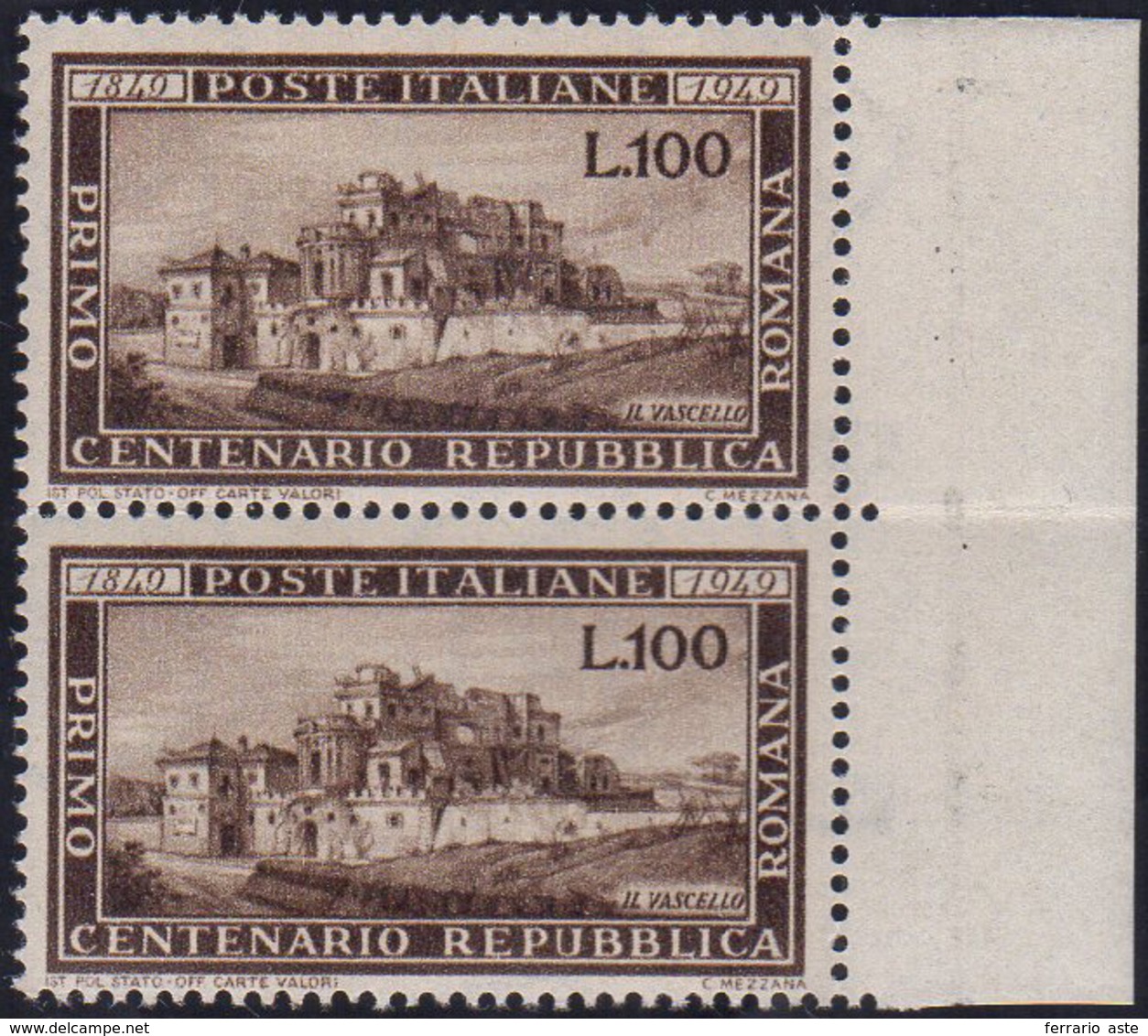 1949 - 100 Lire Romana (600), Ottima Centratura, Coppia, Gomma Integra, Perfetto.... - Autres & Non Classés