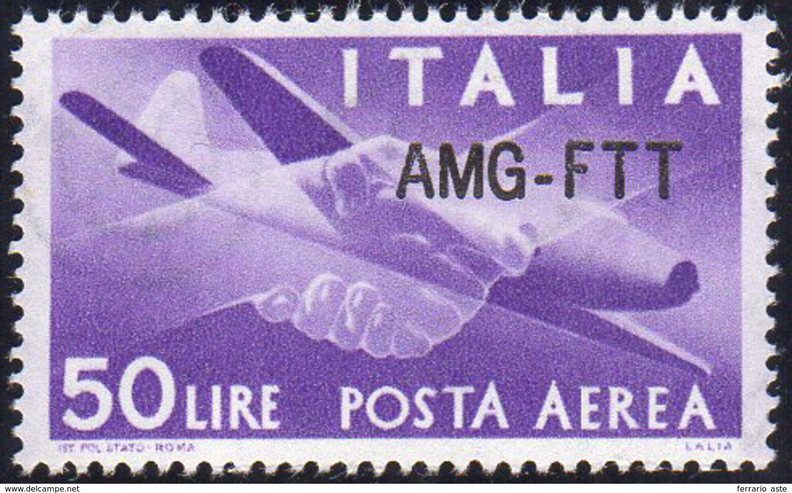 POSTA AEREA 1954 - 50 Lire, Nuovo Tipo Di Soprastampa (22A), Ottima Centratura, Gomma Integra, Perfe... - Autres & Non Classés