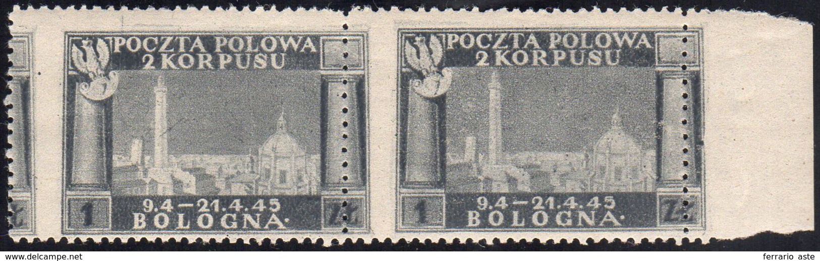 1946 - 1 Z. Vittorie Polacche, Carta Grigiastra, Dentellatura Verticale Fortemente Spostata A Sinist... - 1946-47 Période Corpo Polacco